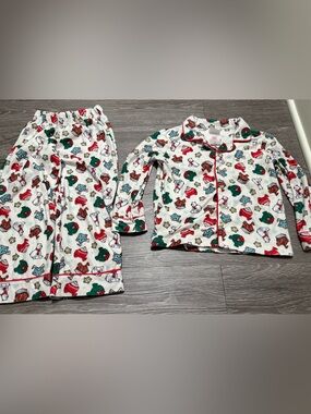 Wondershop White Holiday Print Kids Pajama Set — Red & Green Accents